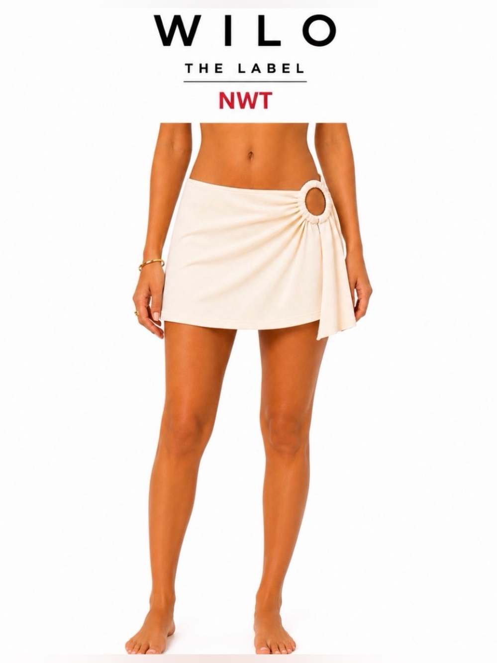 WILO The Label Butter Yellow Ribbed O Ring Swim Cover Up Mini Skirt NWT Small